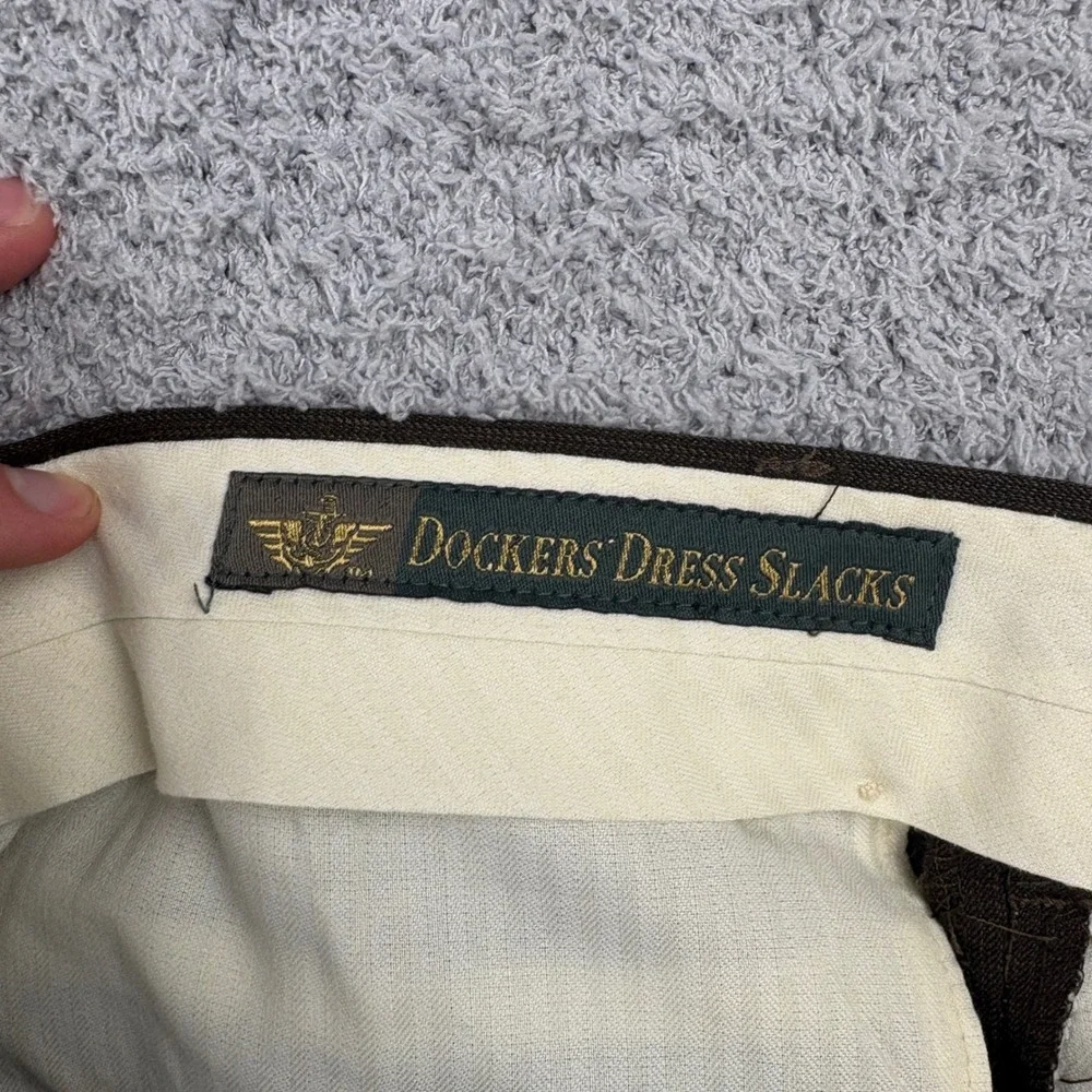 Vintage Dockers Pants Men 36x30 Trouser Pleated Cuffed Worsted Wool Dress Slacks